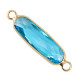Crystal glass connector oblong oval 29mm Blue-gold